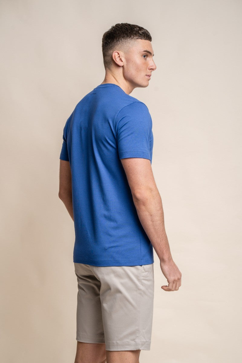 Mens Electric Blue Crew Neck Cotton T Shirt BOGART