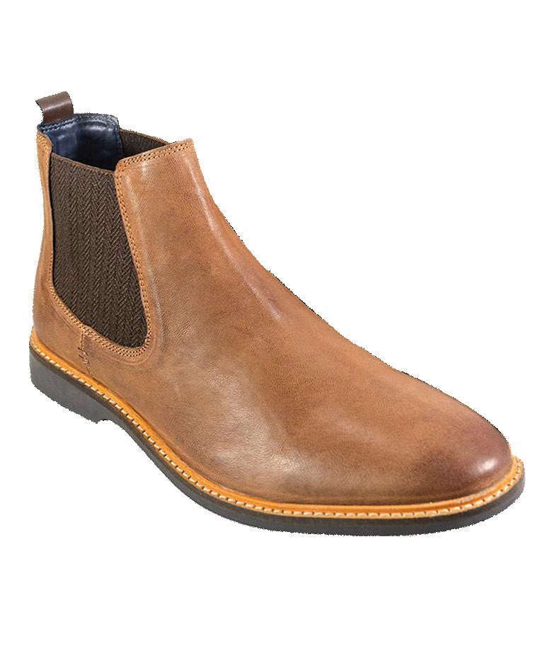 Men's tan brown suede low-ankle slip-on Chelsea boots, ARIZONA.