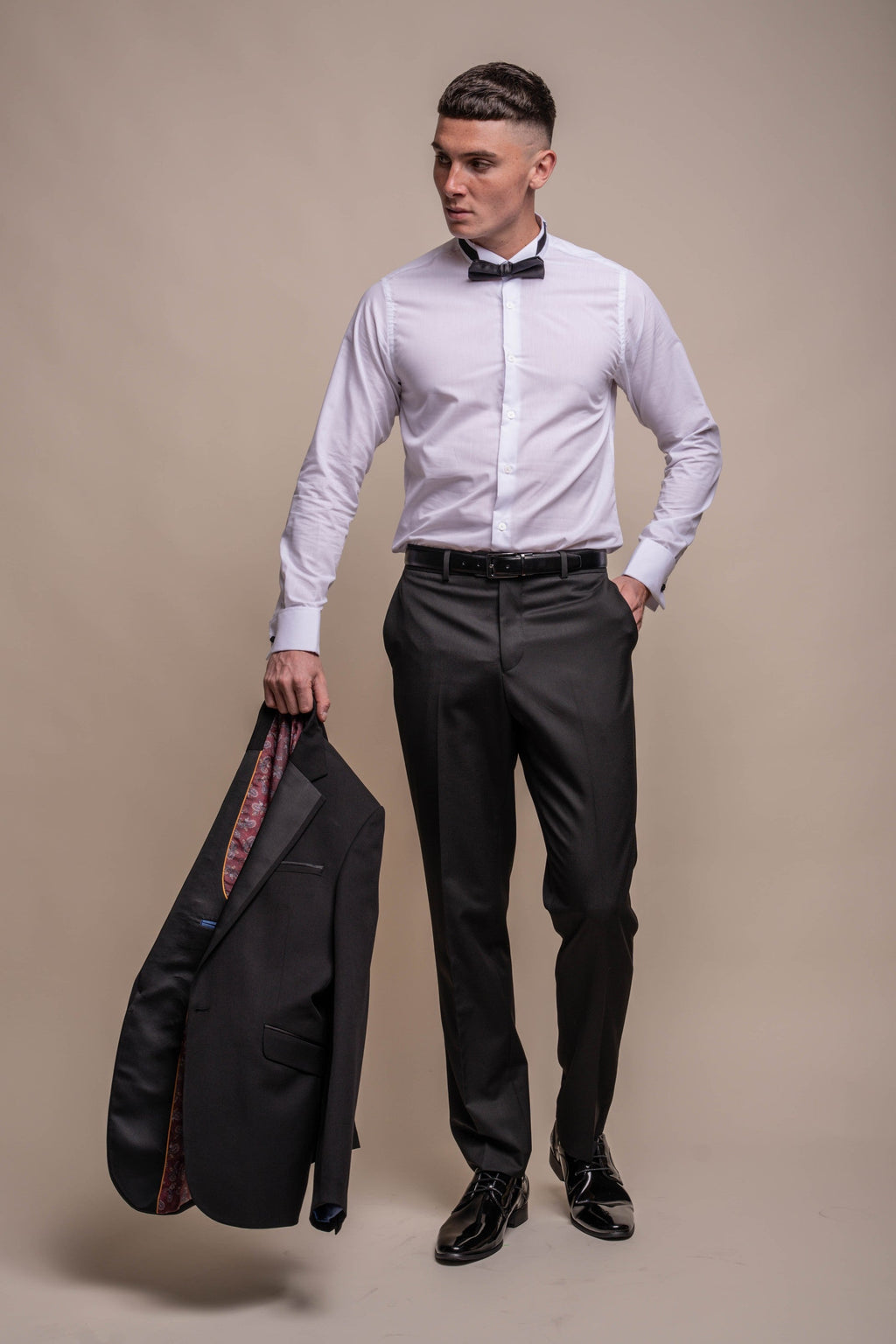 Mens Rico White Cotton Wing Collar Tuxedo Shirt