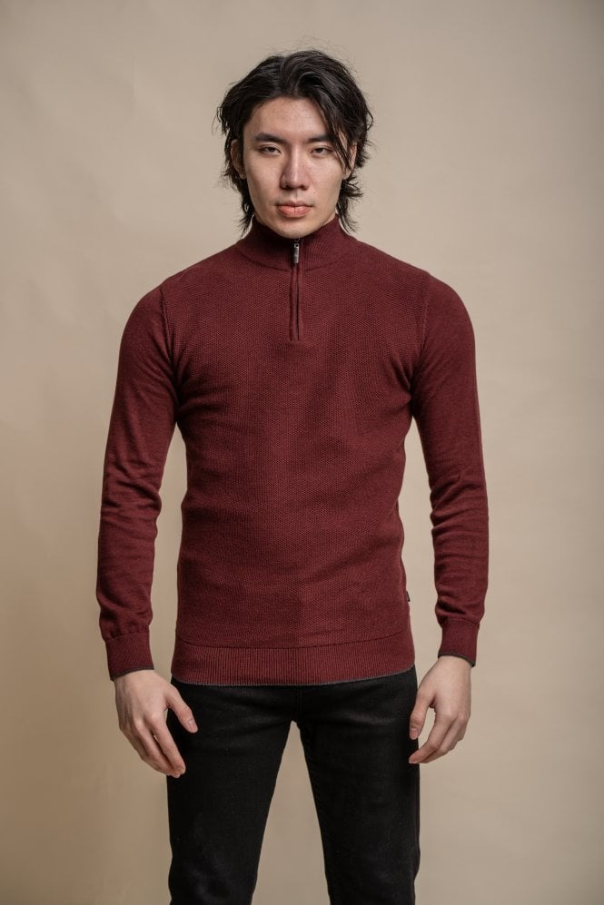 Men’s cotton quarter-zip jumper, versatile midlayer