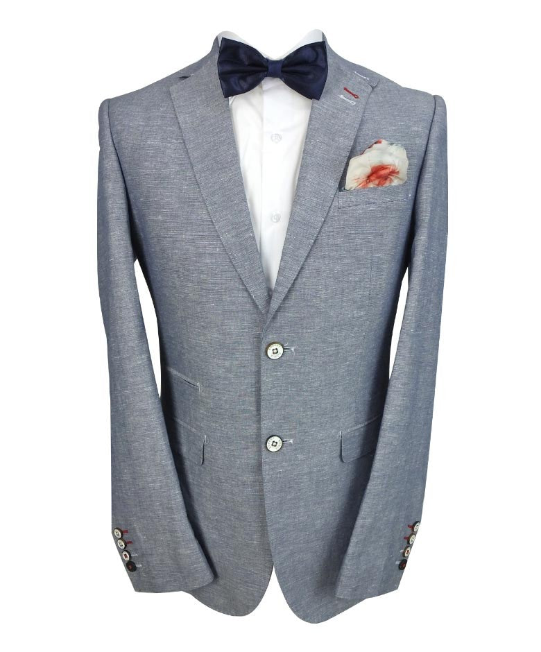 Men's Slim Fit Linen Formal Set ETHAN - Pale Blue