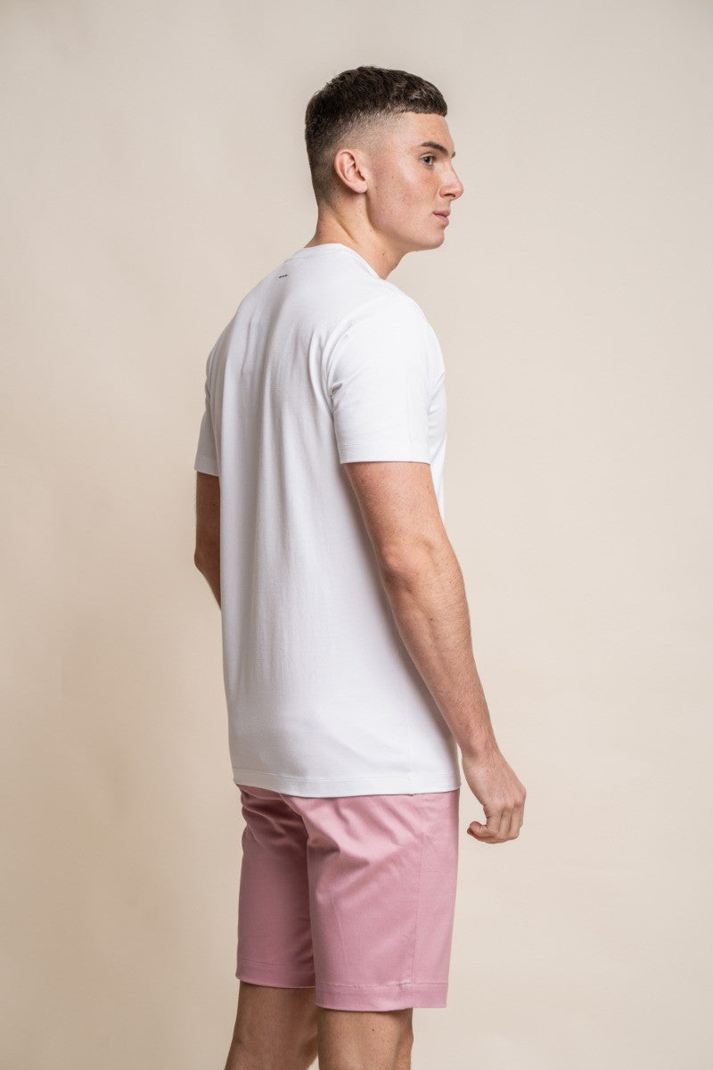 Mens White Crew Neck Cotton T Shirt BOGART