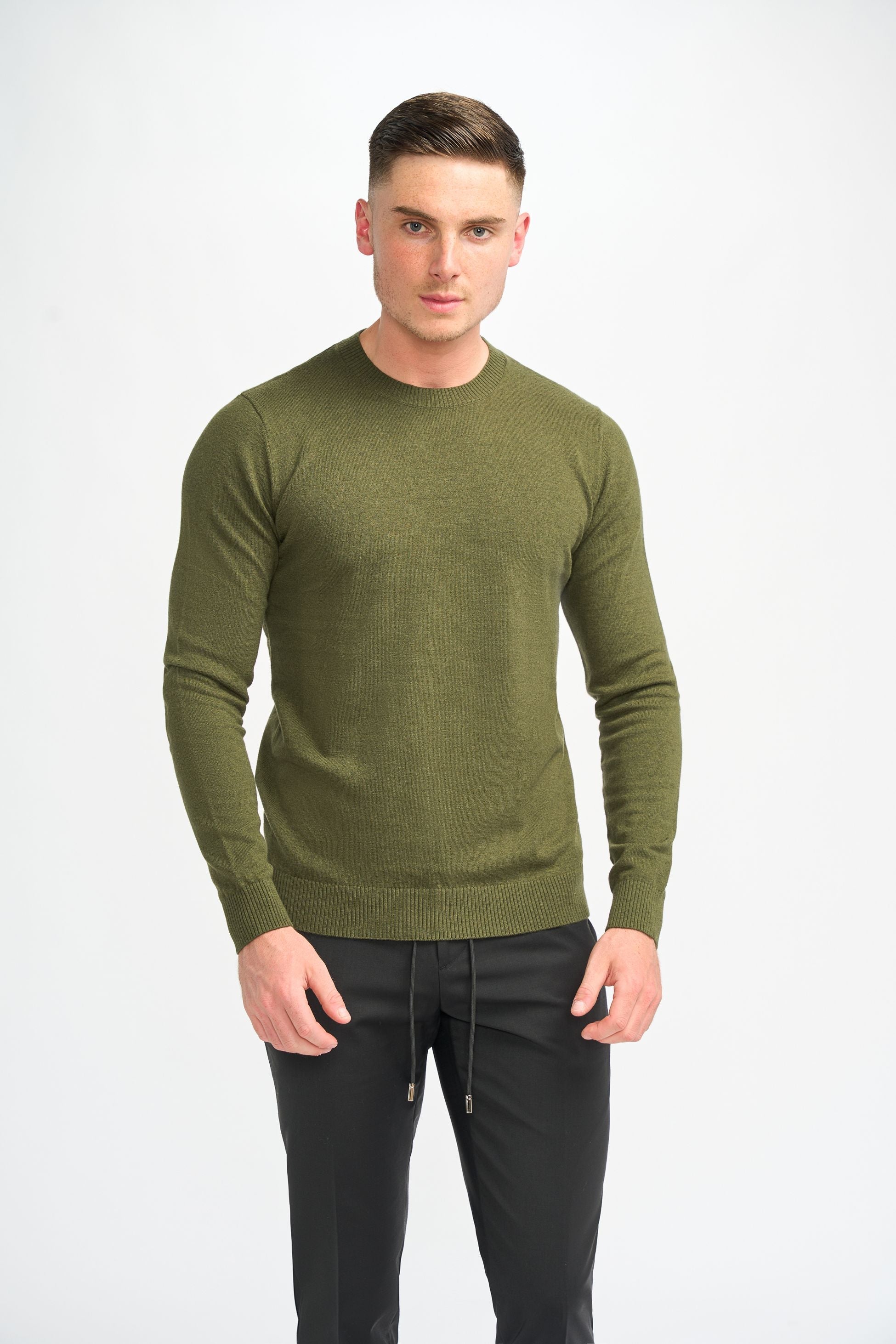 Men’s wool-blend knit pullover jumper, crewneck