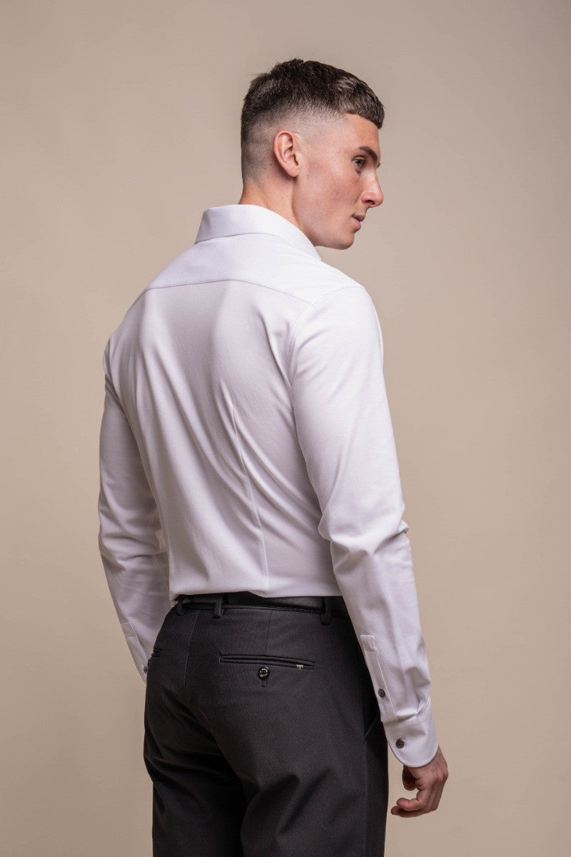 Mens Ashley White Slim Fit Cotton Long Sleeve Shirt