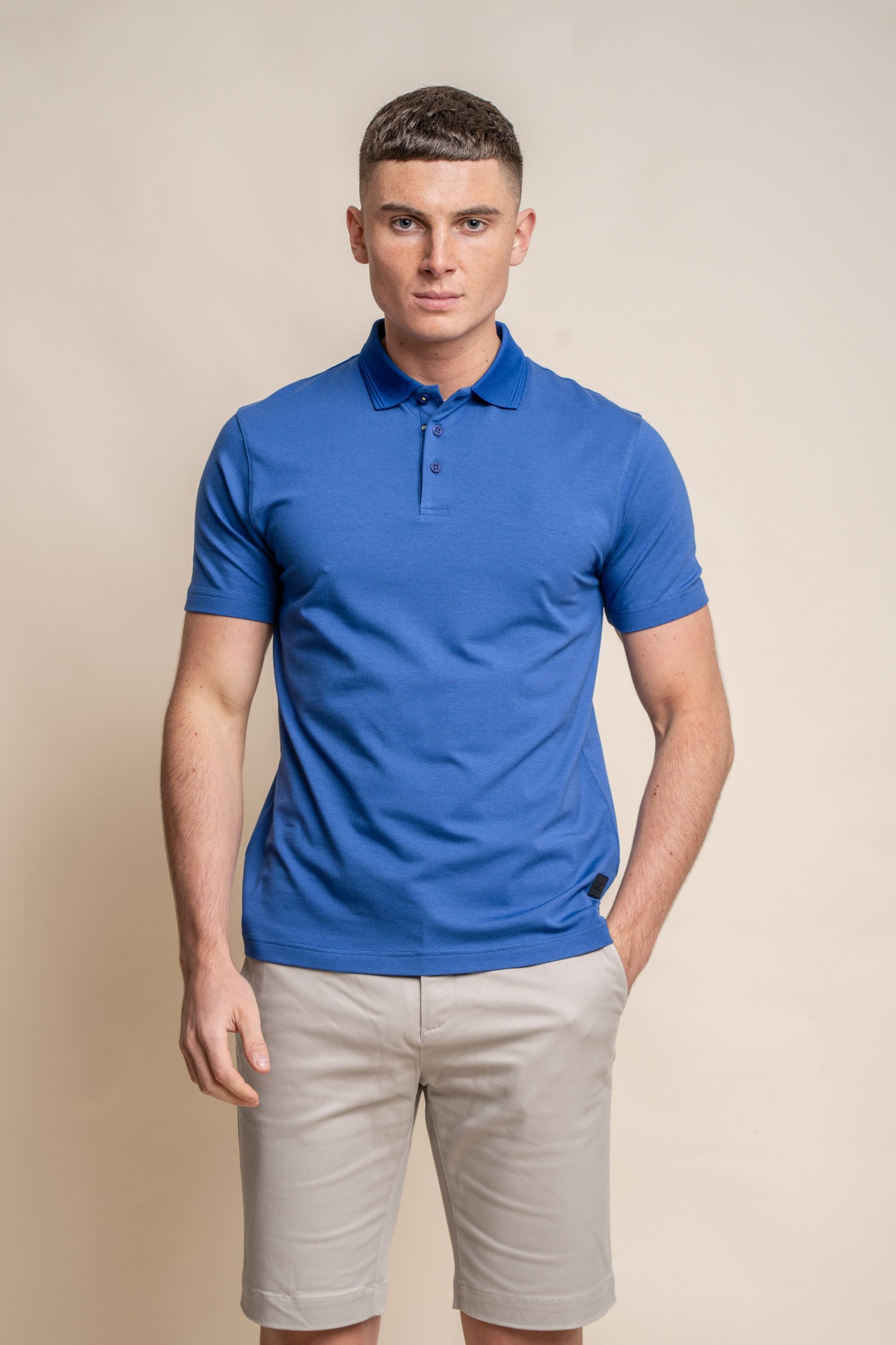 Men’s active polo T-shirt, performance stretch, slim fit