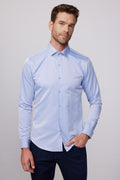 Men’s slim button-down cotton dress shirt poplin