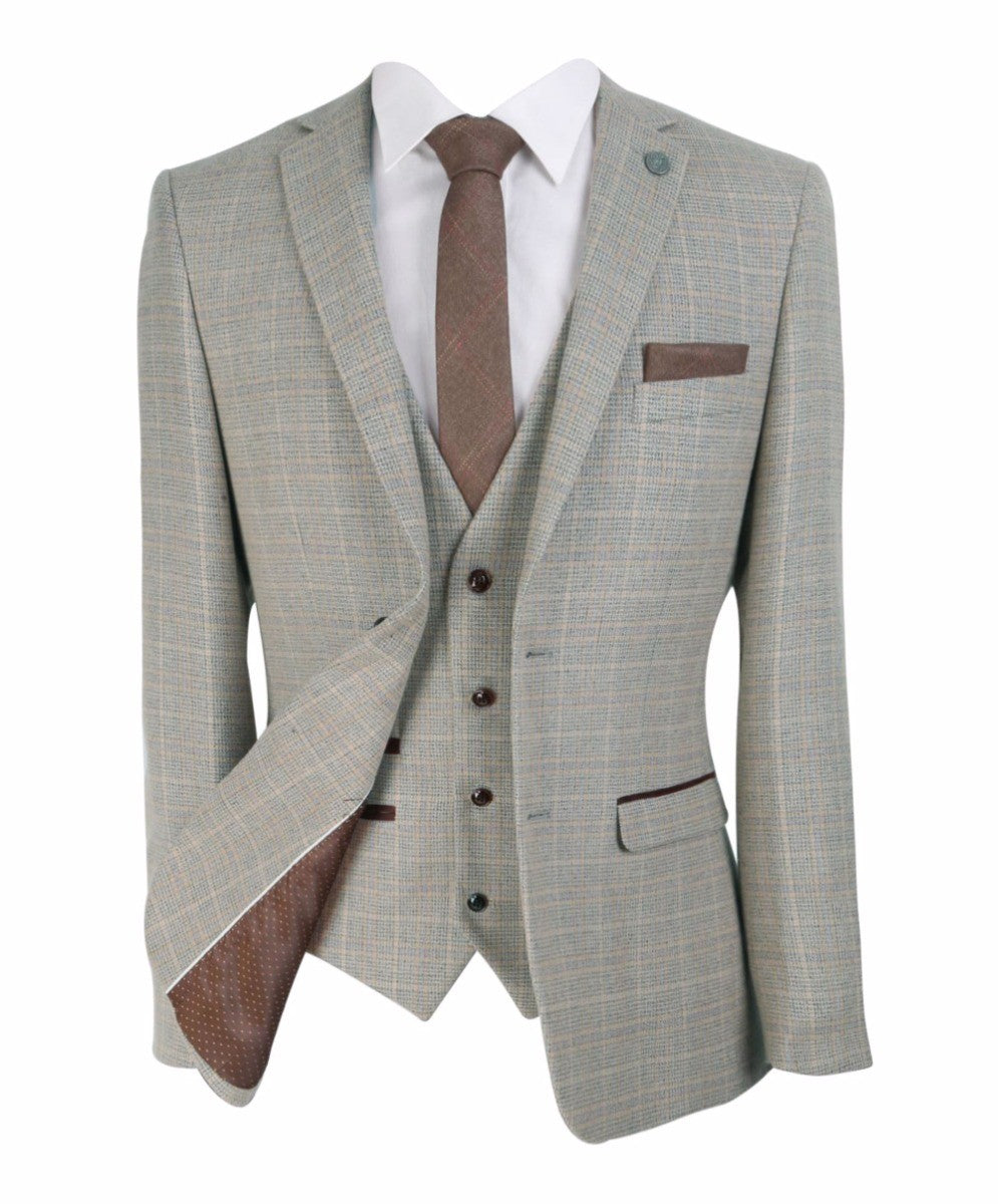 men’s tweed check 3-piece tailored fit wedding suit