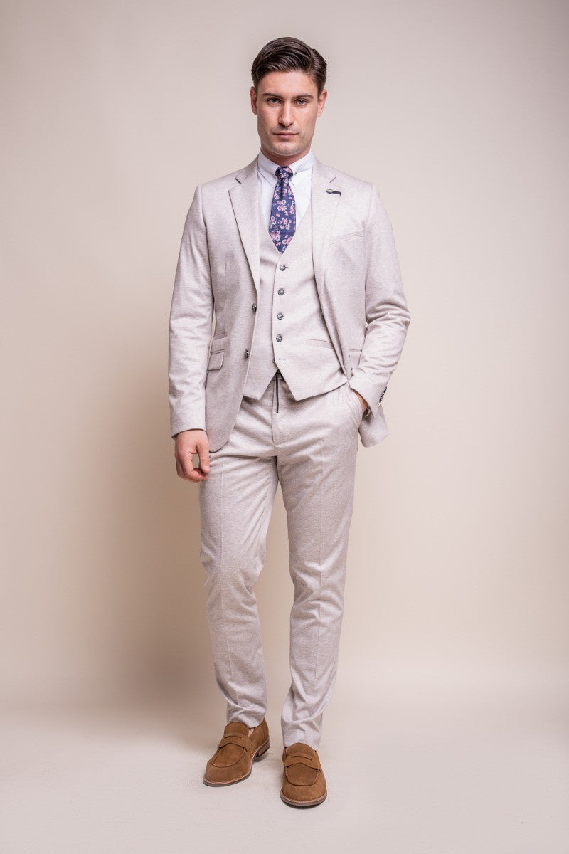 Mens Ecru Slim Fit Formal Suit Jacket VALENCIA