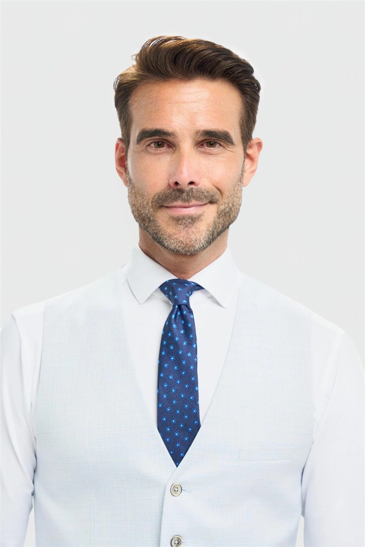 Mens Sky Blue Slim Fit Textured Formal Waistcoat TROPEZ