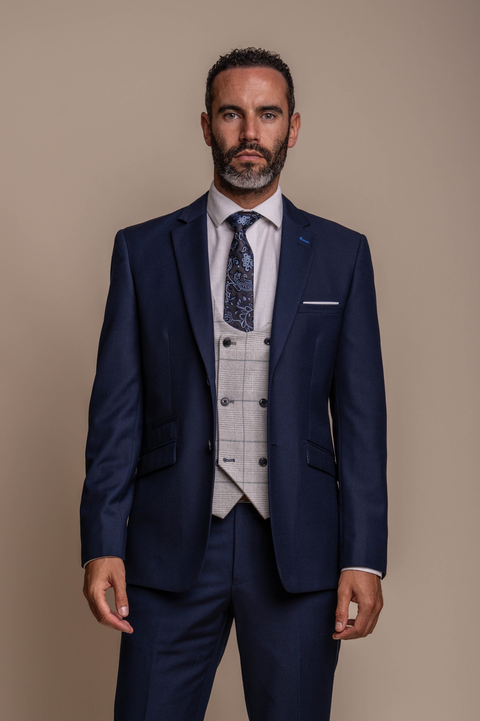 Jefferson Navy Men's Suit with Radika Waistcoat Combined Set