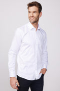 Men’s premium white cotton satin dress shirt