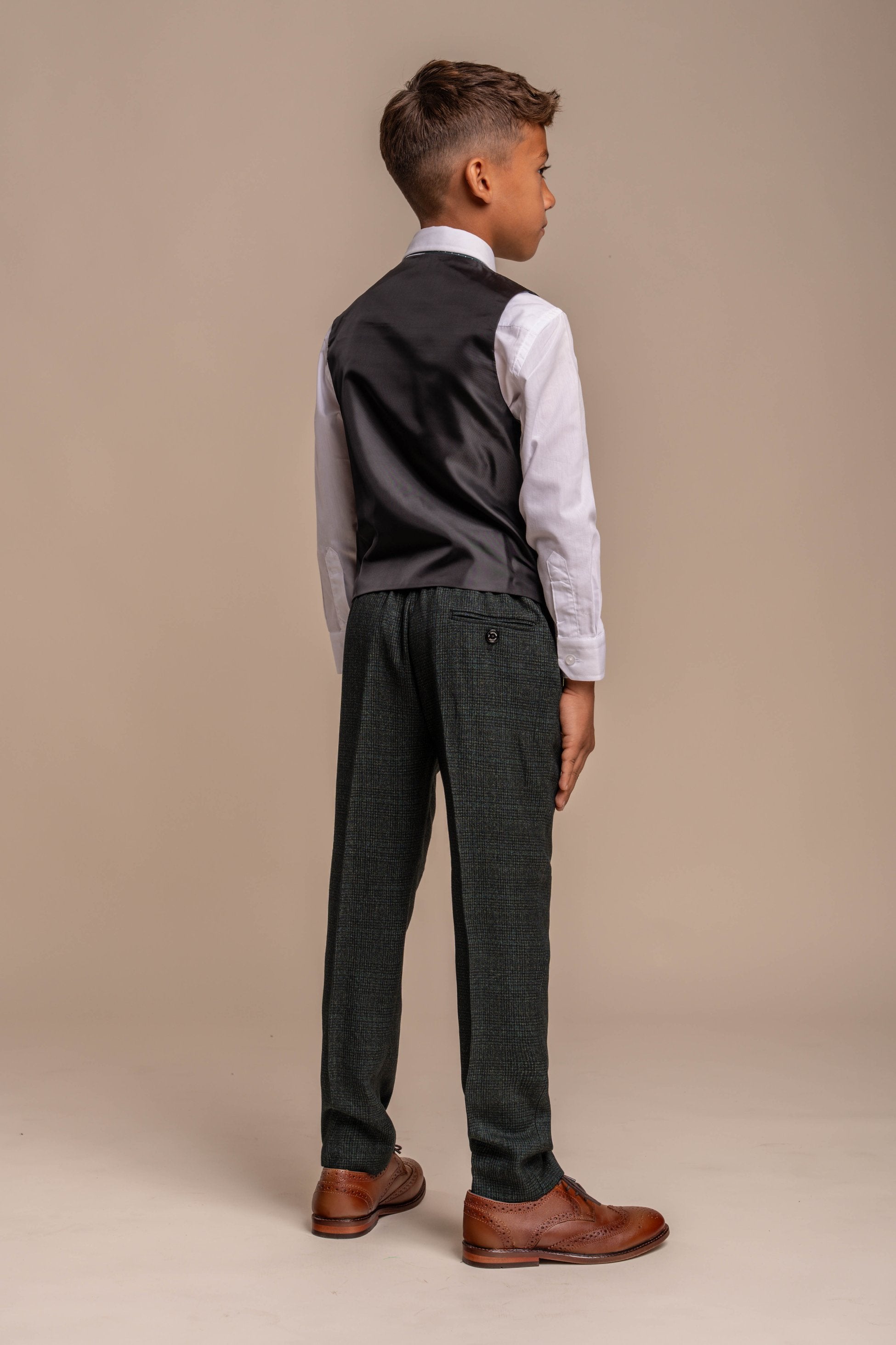 3-Piece Slim Green Suit for Boys – Olive Green