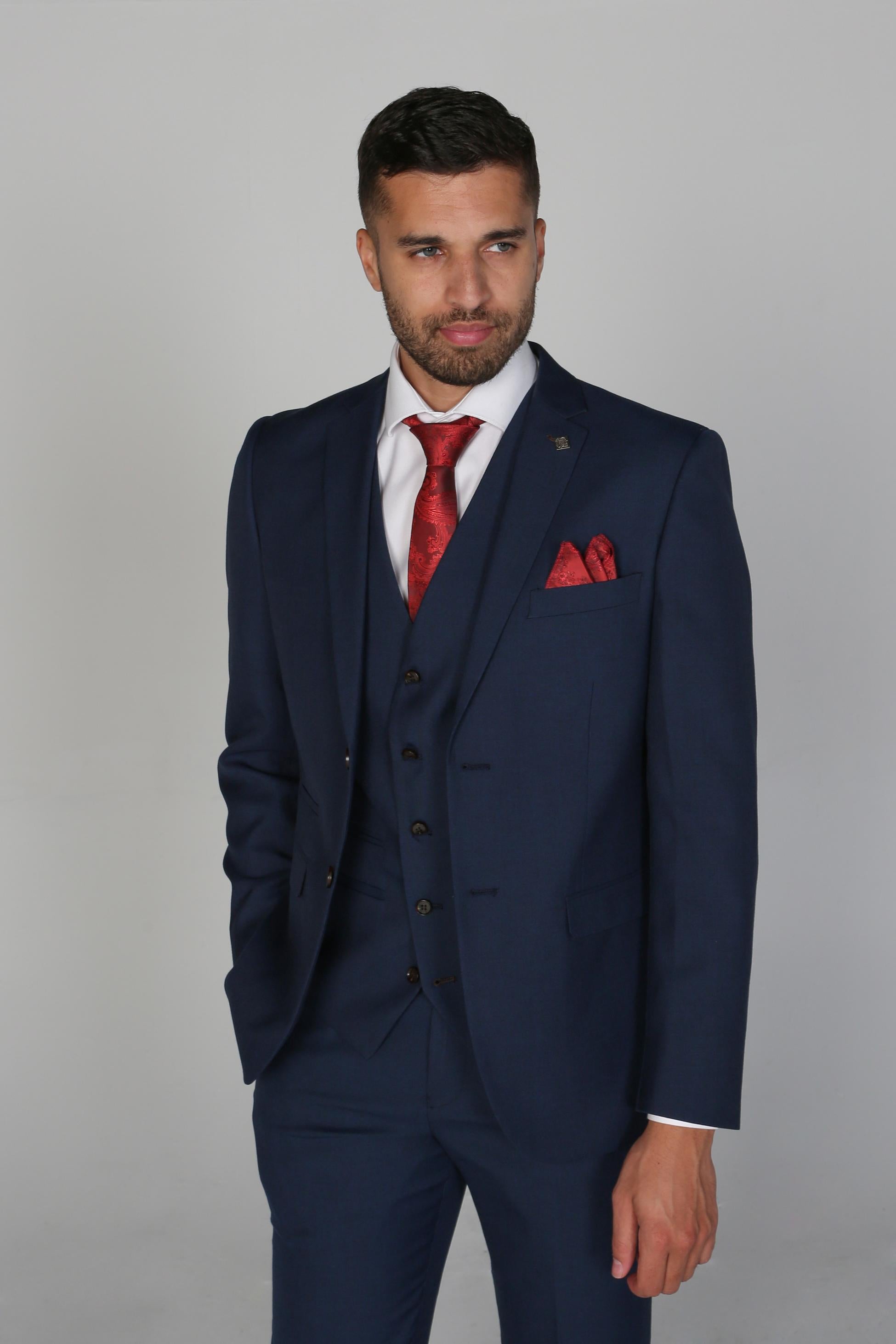 Men's tailored fit navy blue suit