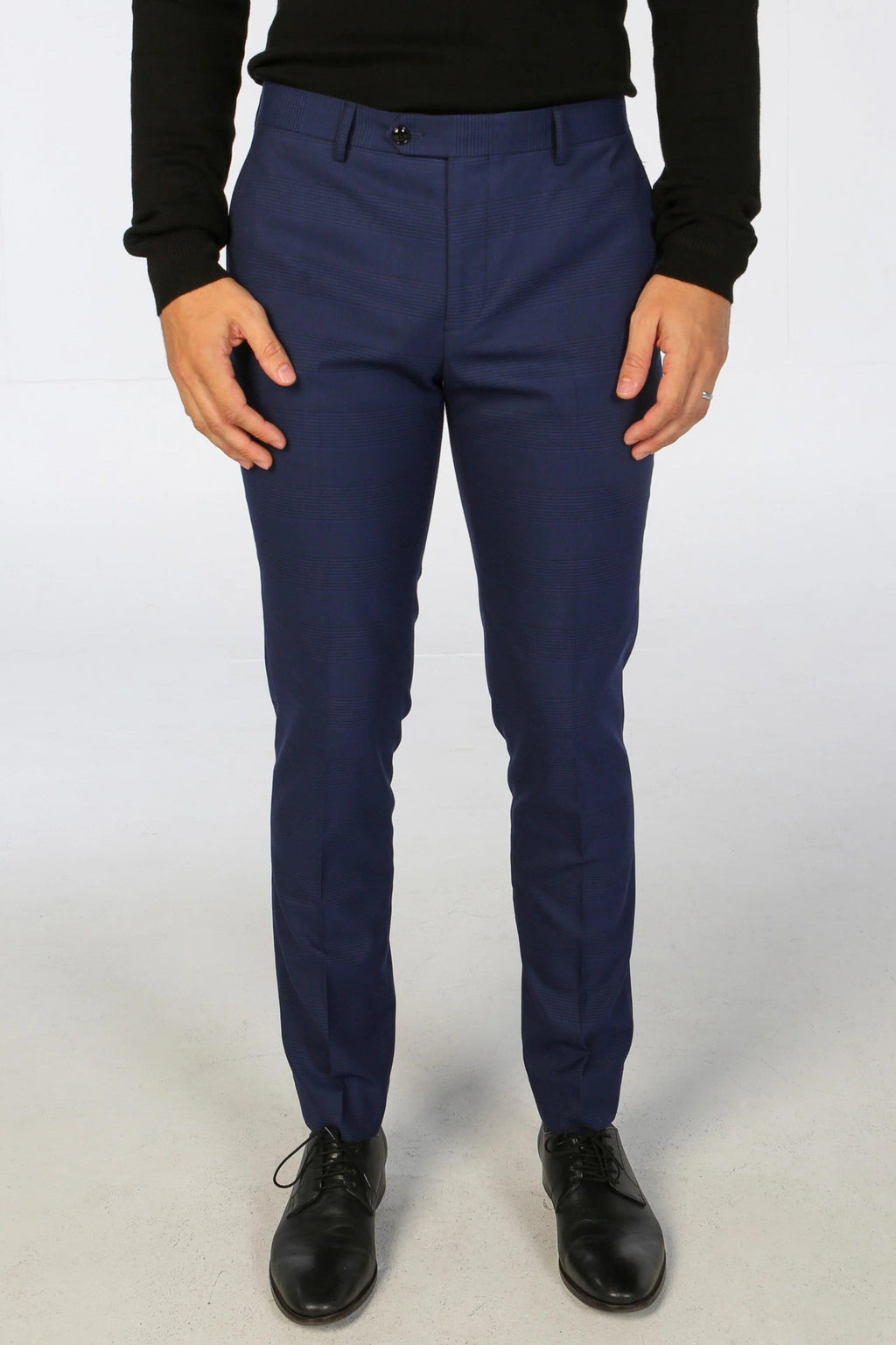 Men's Mark Deep Navy Blue Check Tailored Fit Business Suit
