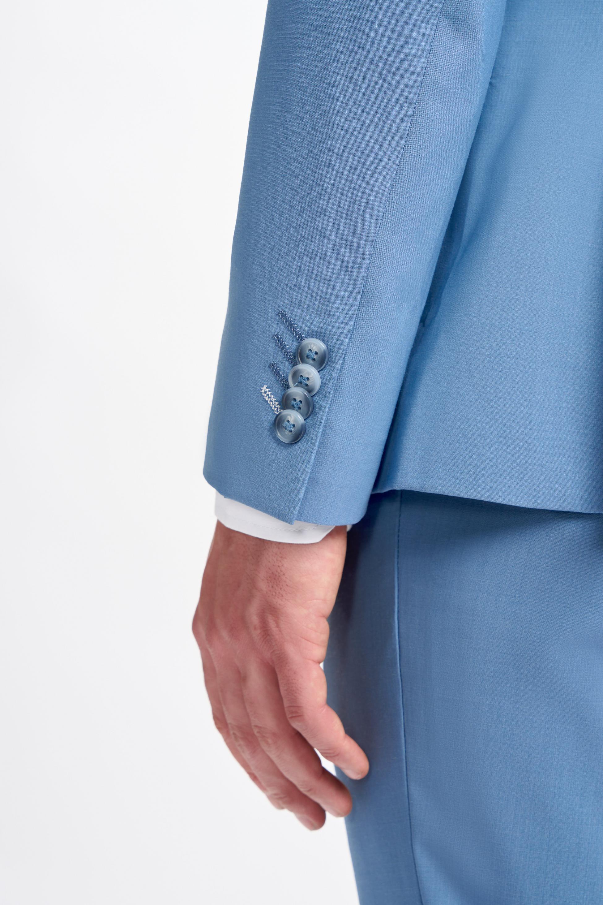 Mens Ocean Blue Wool Blend Double Breasted Suit Jacket BOND