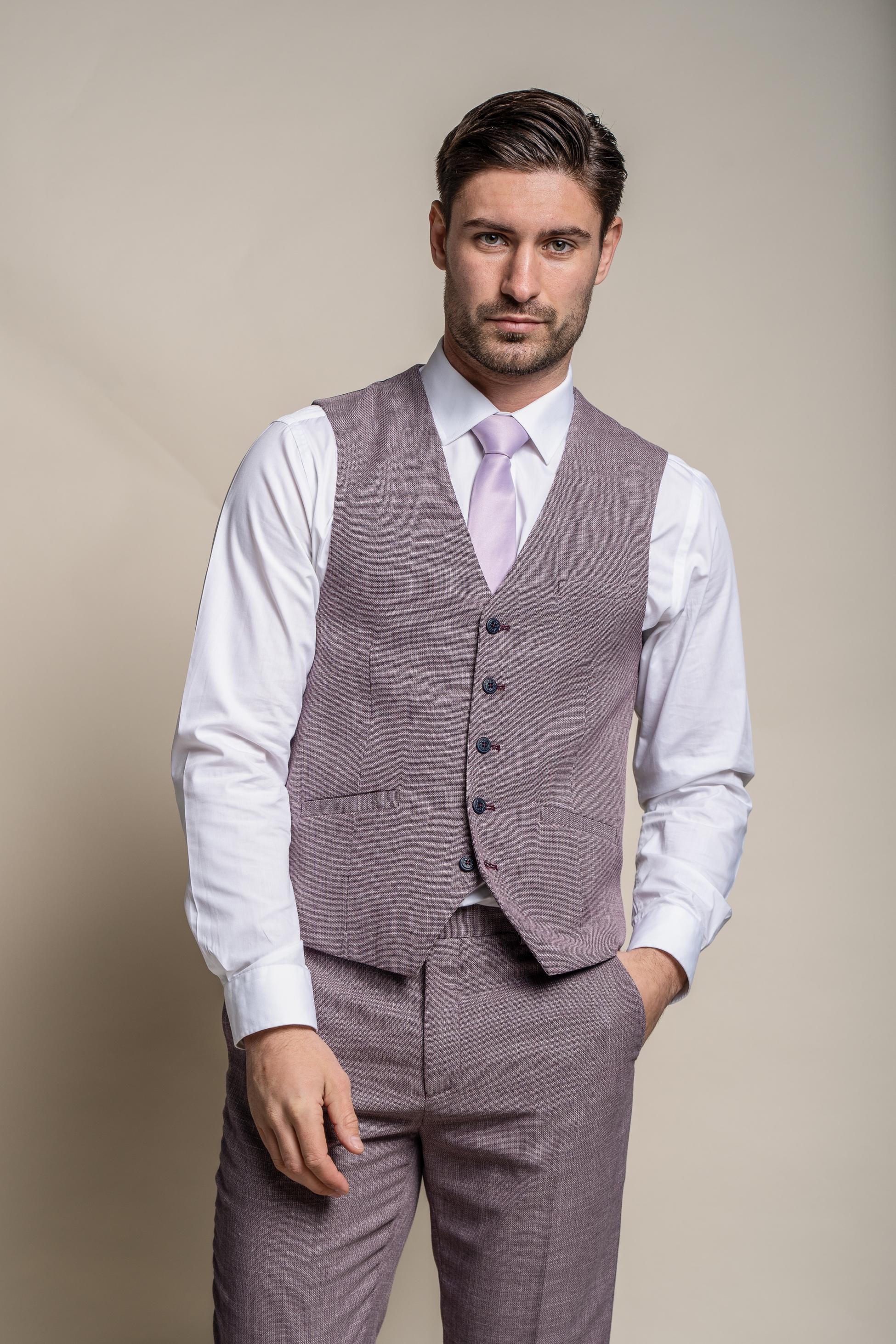 Mens lilac slim fit formal waistcoat Miami