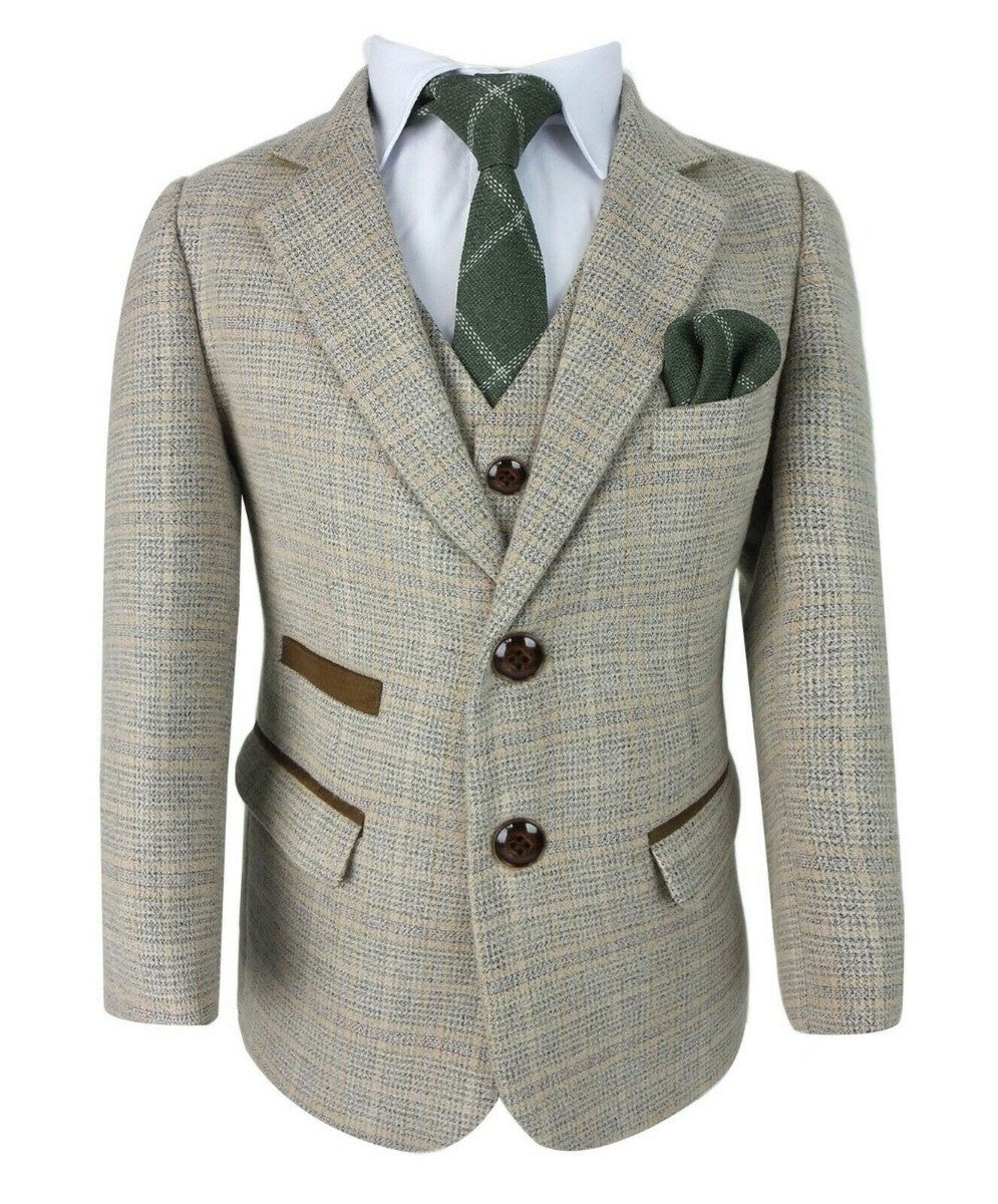 Tailored Beige Suit for Boys – Brown