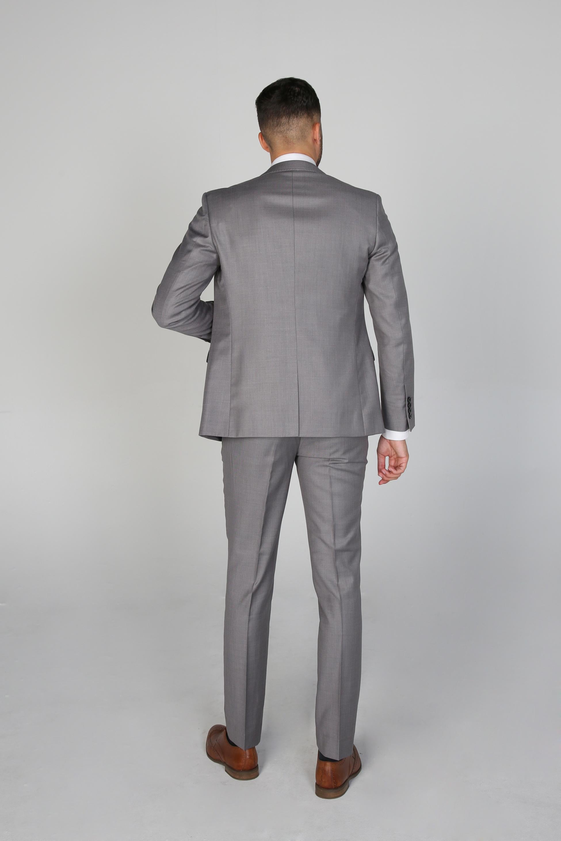 Mens Light Grey Tailored Fit Formal Suit Jacket CHARLES