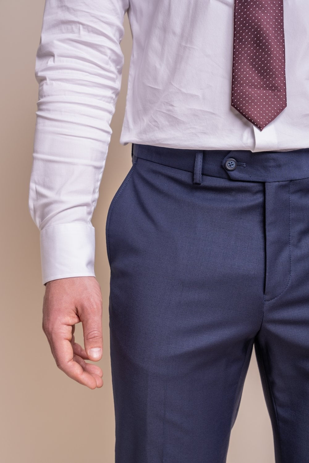 Men's Wool Blend Slim Fit Trousers - BOND - Navy