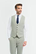 Mens sage green textured waistcoat Camden