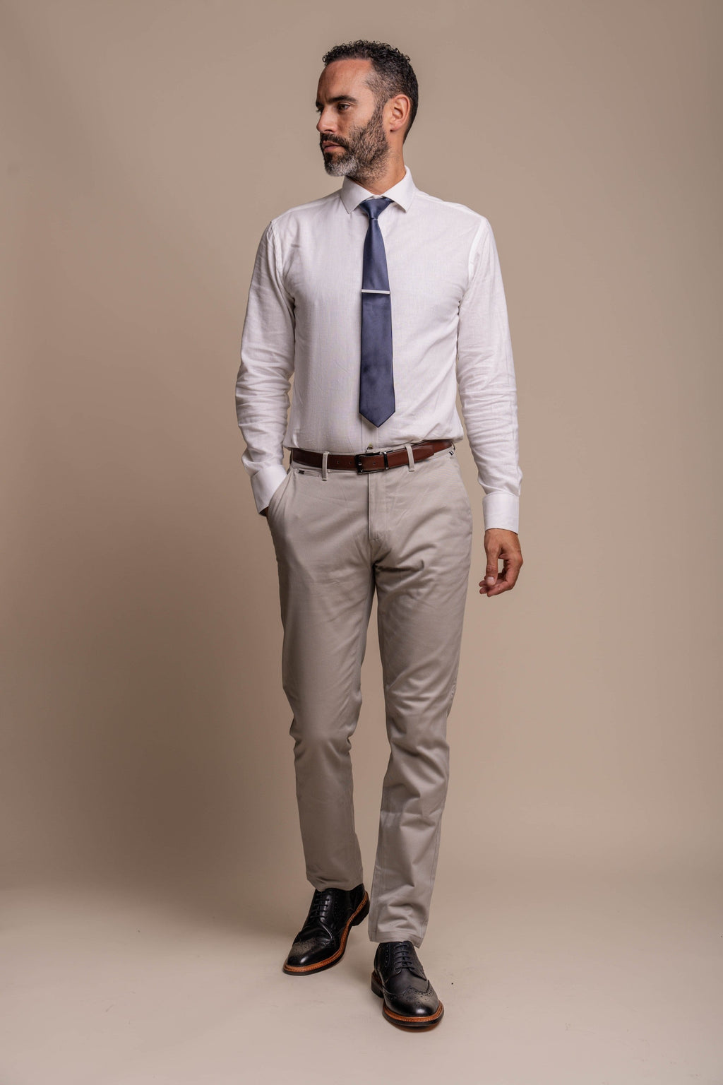 Men's Caridi Tweed Check Blazer with Beige Chino Combination Set