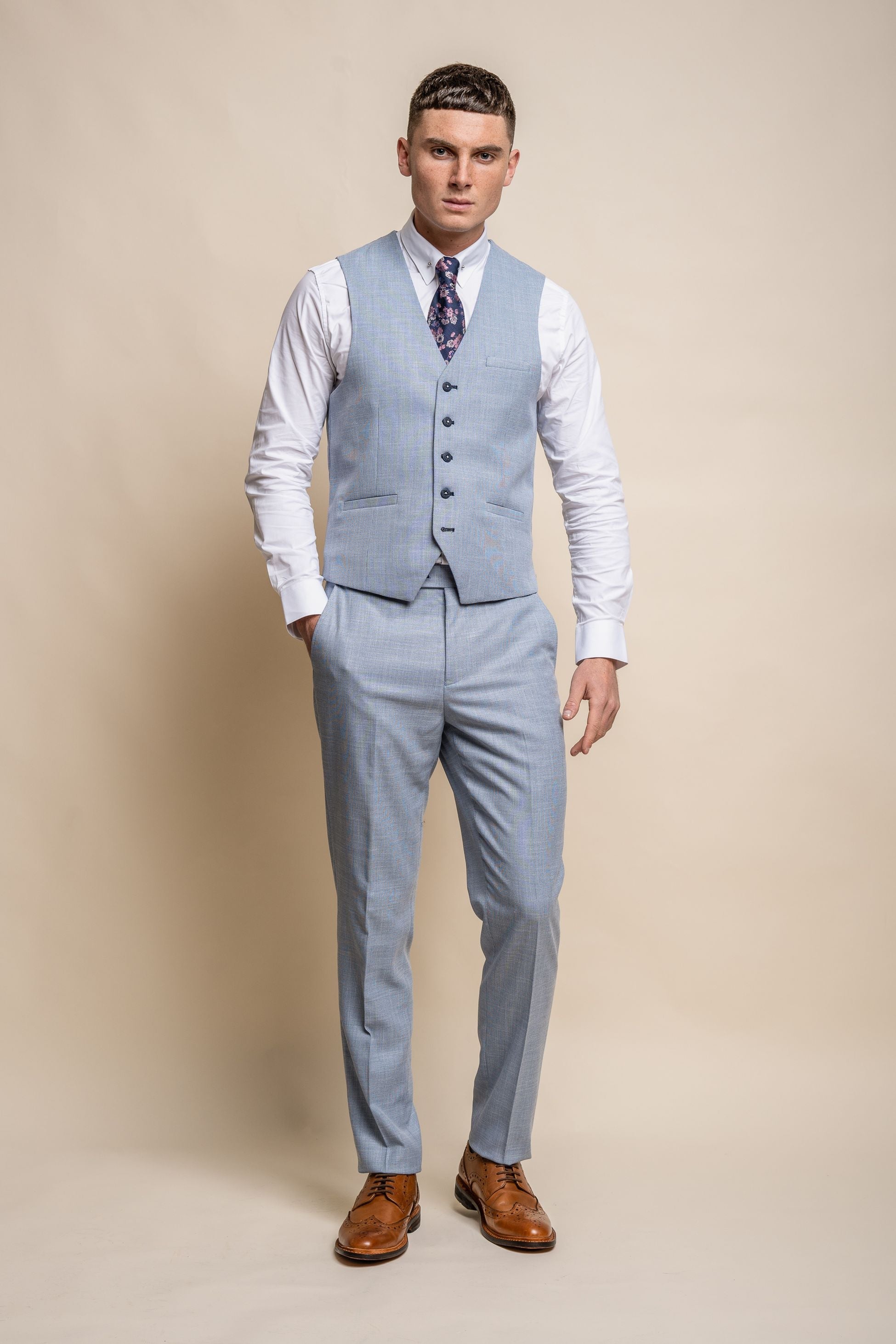 Mens Sky Blue Slim Fit Formal Waistcoat MIAMI