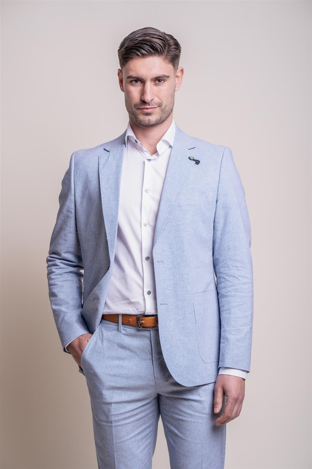 Men's Slim Fit Linen Short Ensemble FREDRIK - Blue