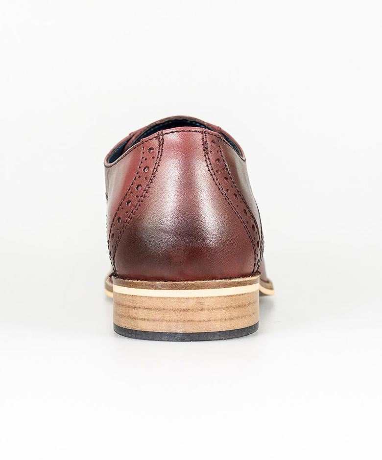 Mens Cherry Red Leather Derby Shoes JOHN