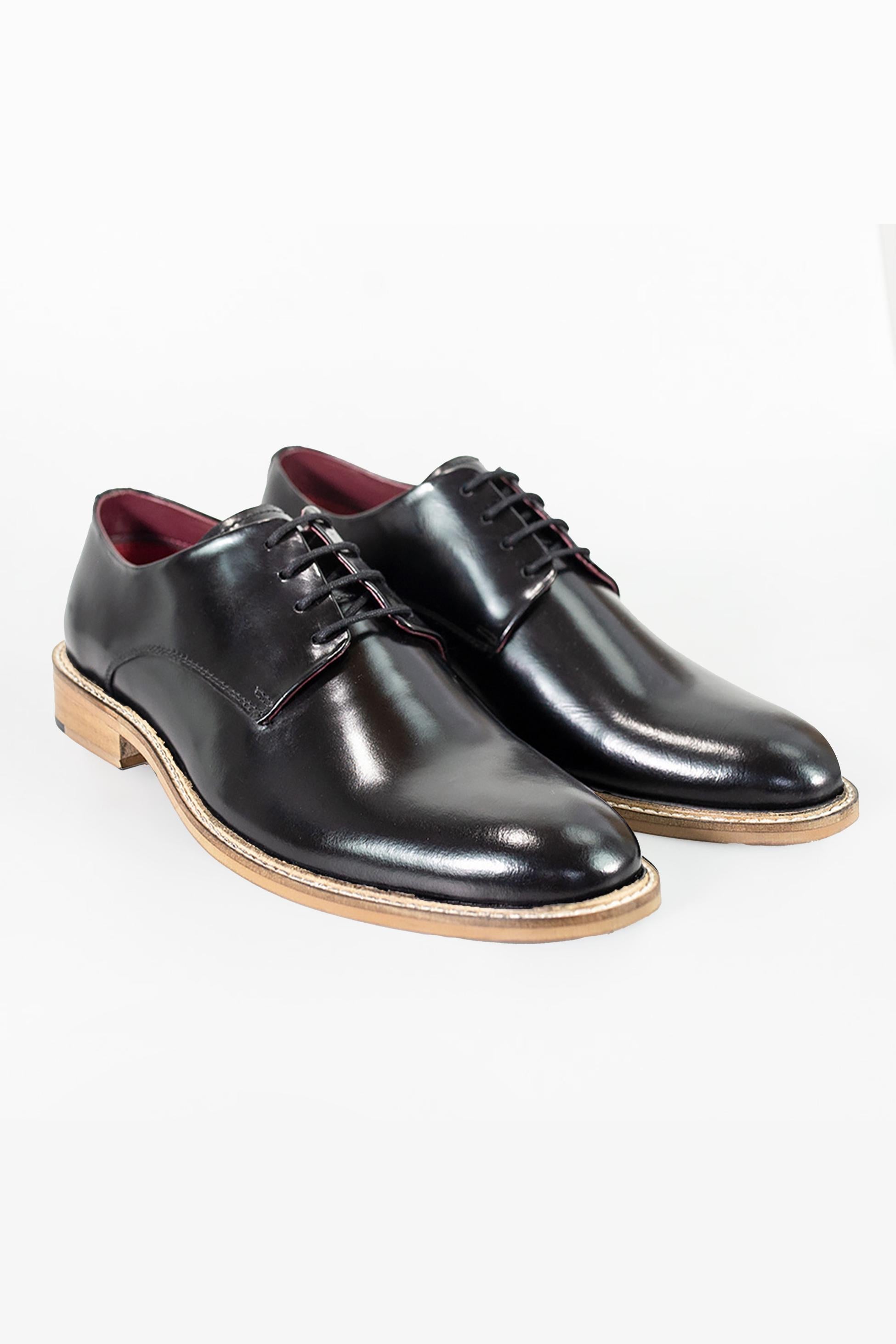 Men's black lace-up derby shoes, FOXTON.