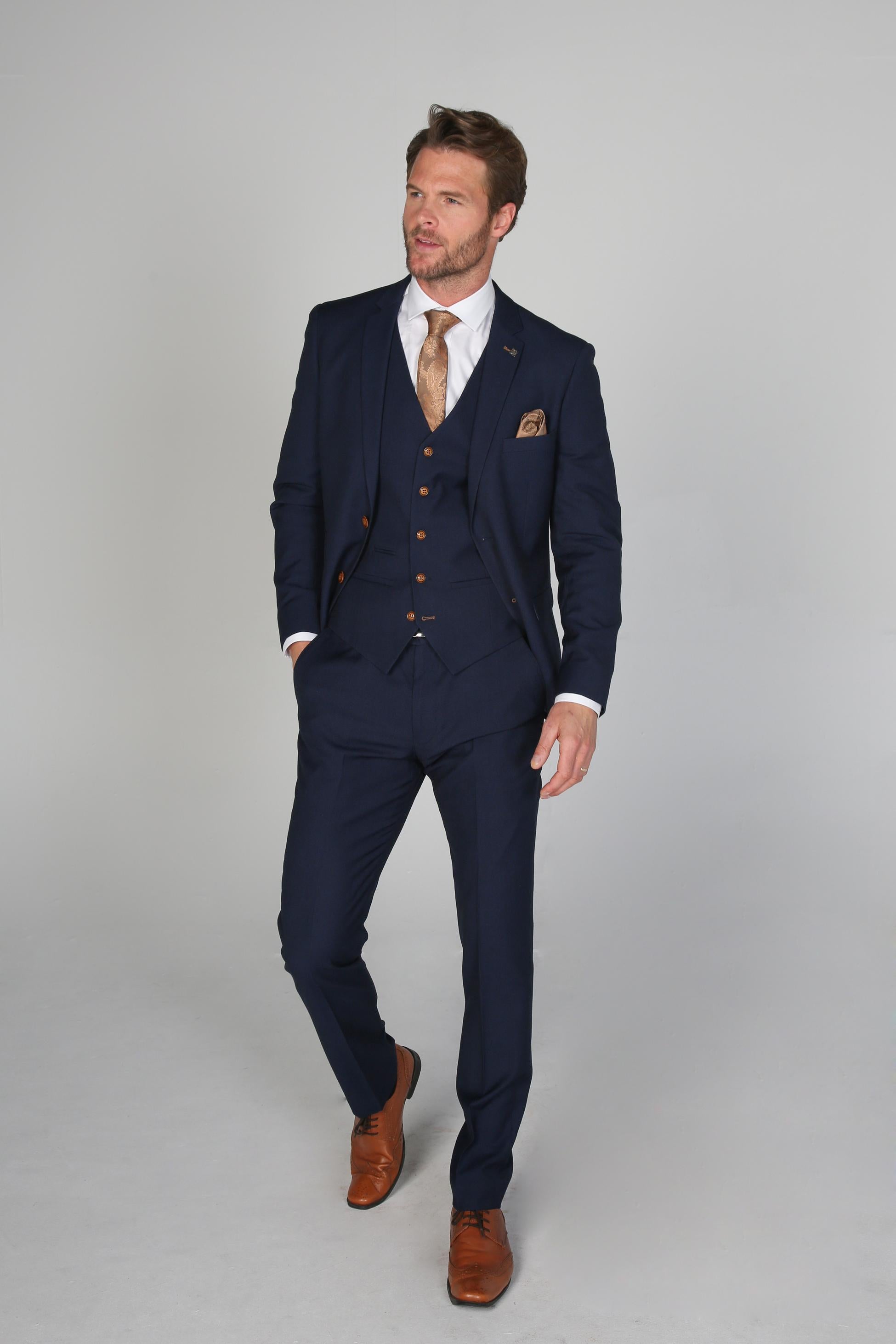 Mens Navy Blue Tailored Fit Formal Suit MAYFAIR