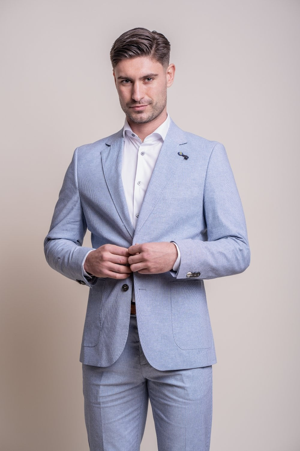 FREDRIK Blue Men's Slim Fit Textured Suit