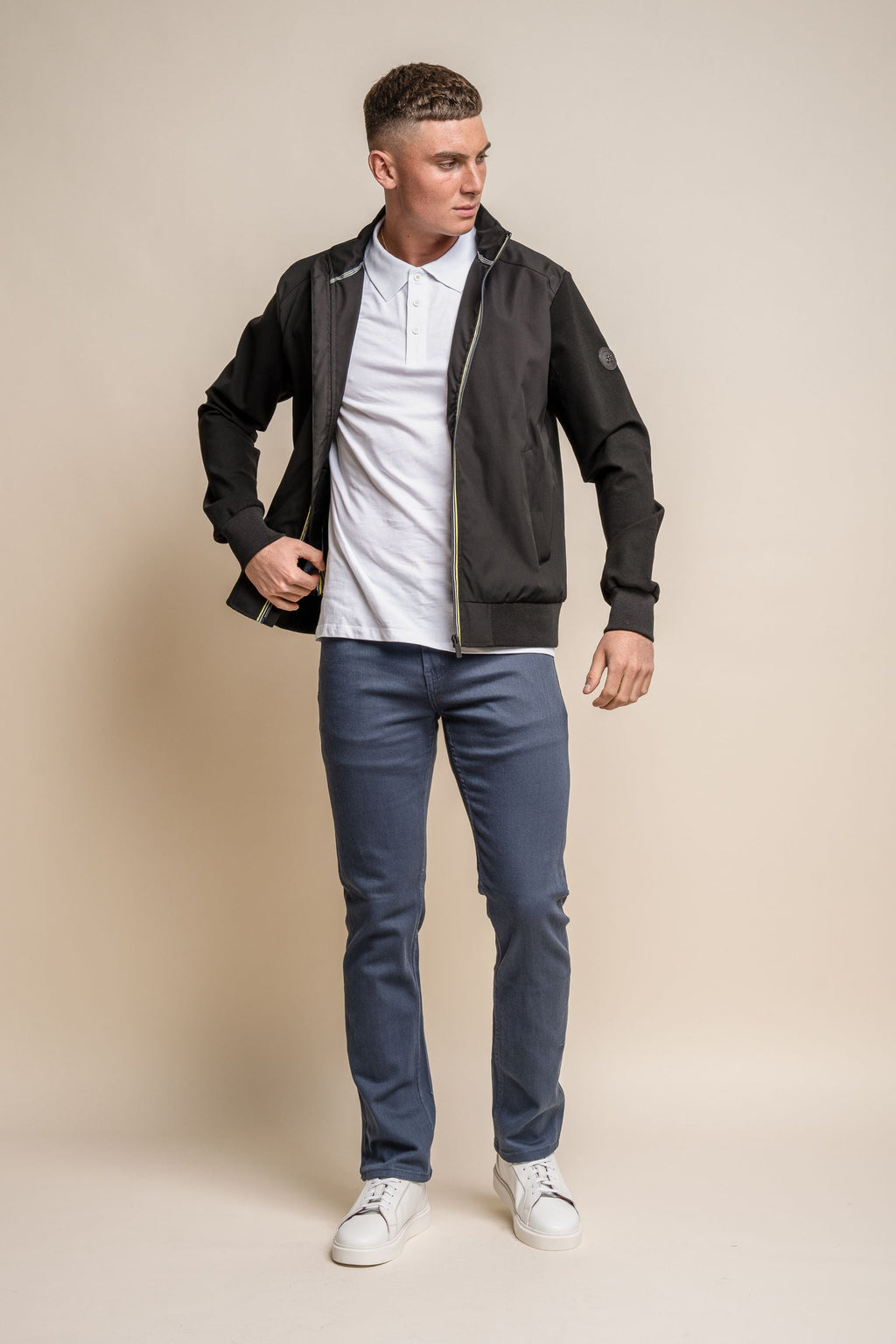 Men's black lightweight slim-fit bomber jacket, KASPER.