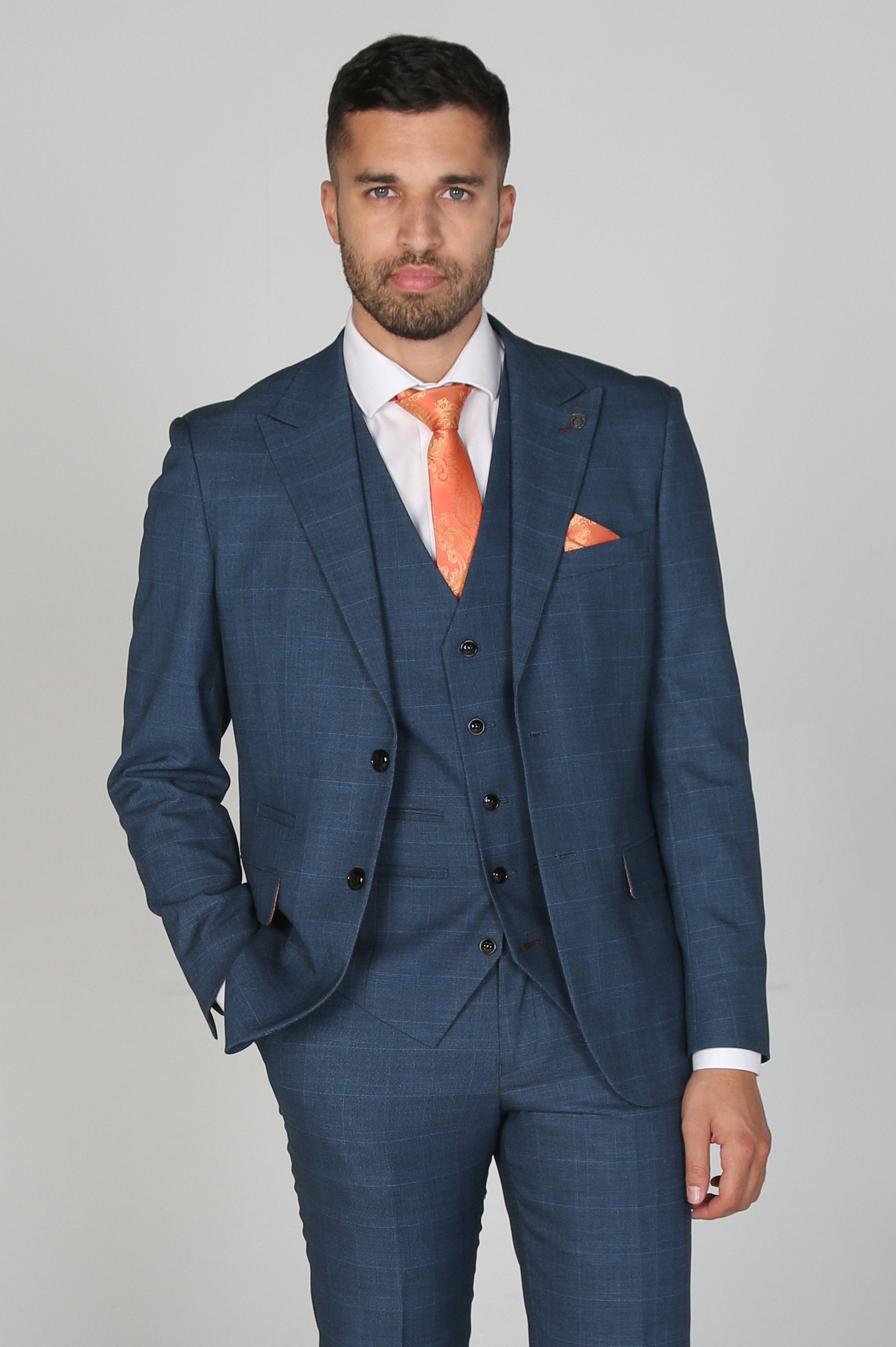 Men's Viceroy Cobalt Blue Check Tailored Fit Executive Suit