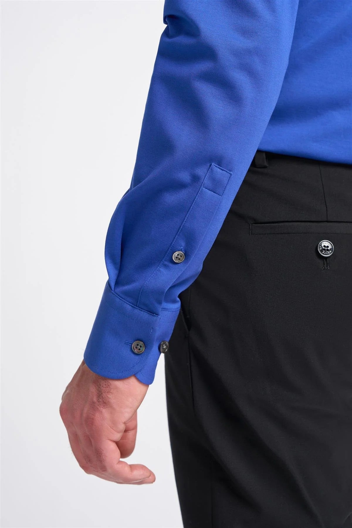 Mens Ashley Electric Blue Slim Fit Cotton Long Sleeve Shirt