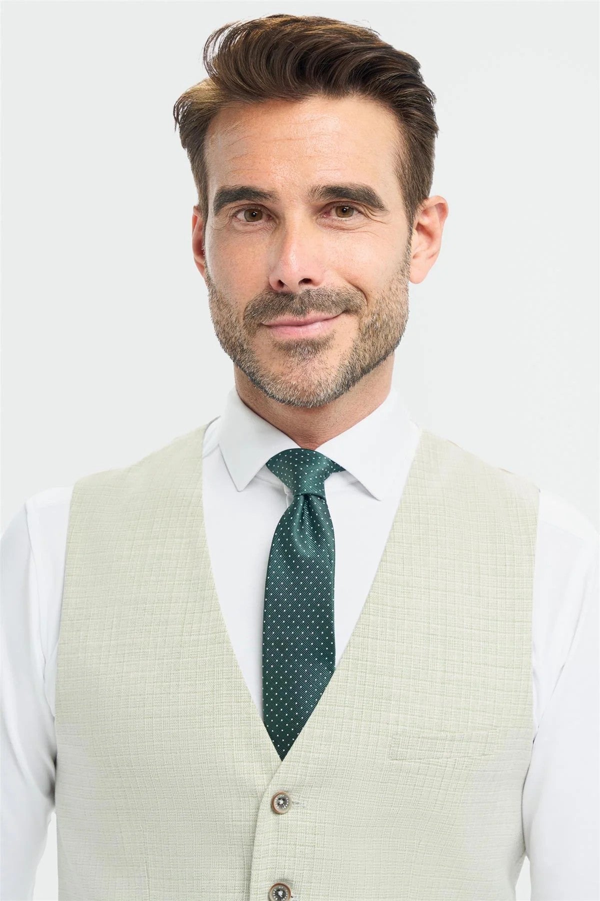Mens Sage Green Slim Fit Textured Formal Waistcoat TROPEZ