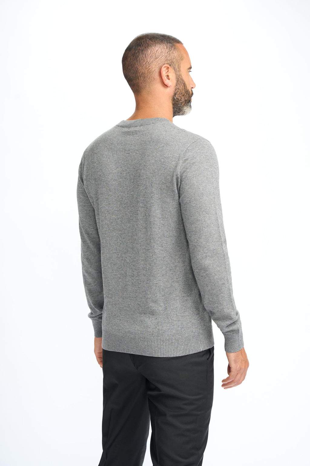 Mens Grey Wool Blend Knit Pullover Jumper CONNALL