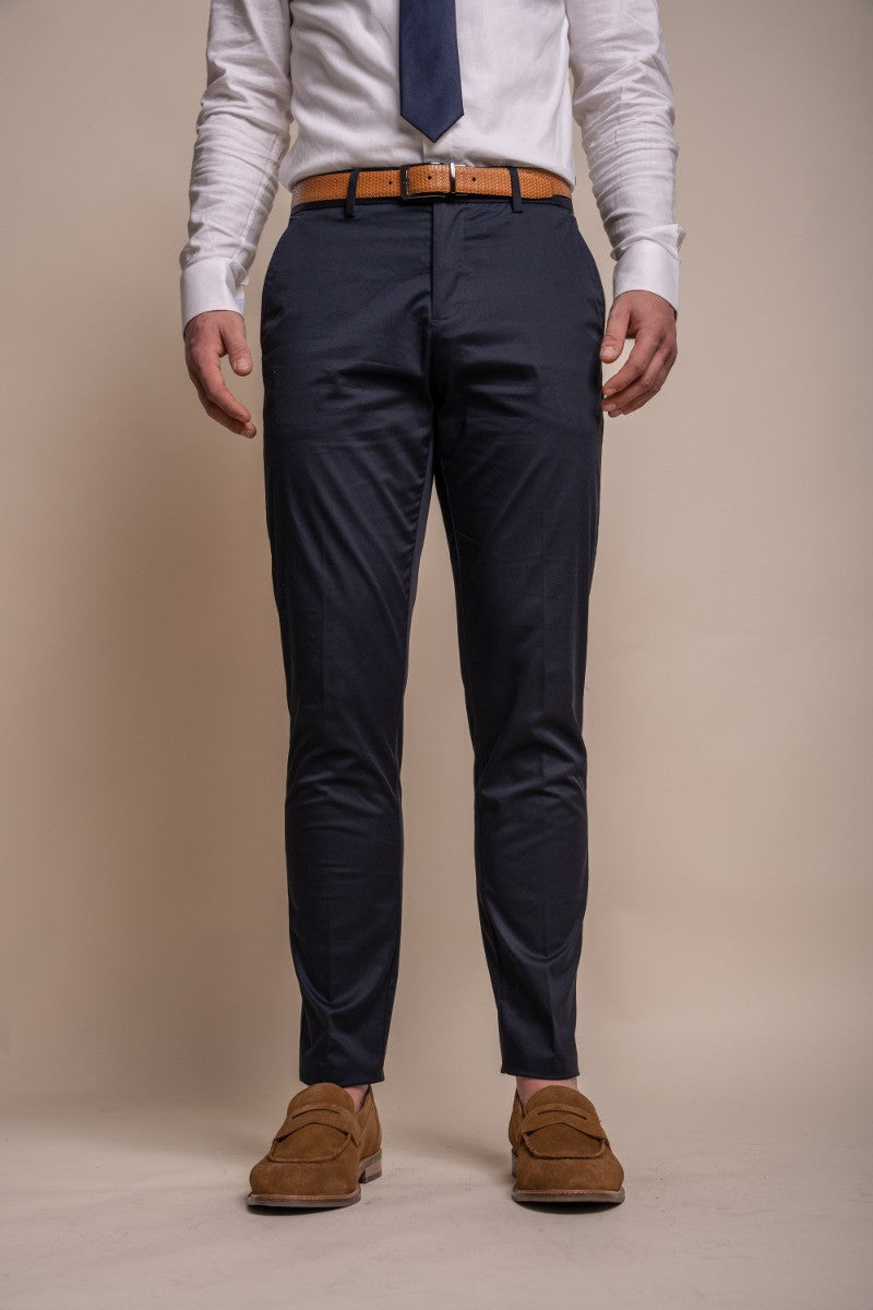 MARIO Navy Men's Cotton Slim Fit Formal Suit