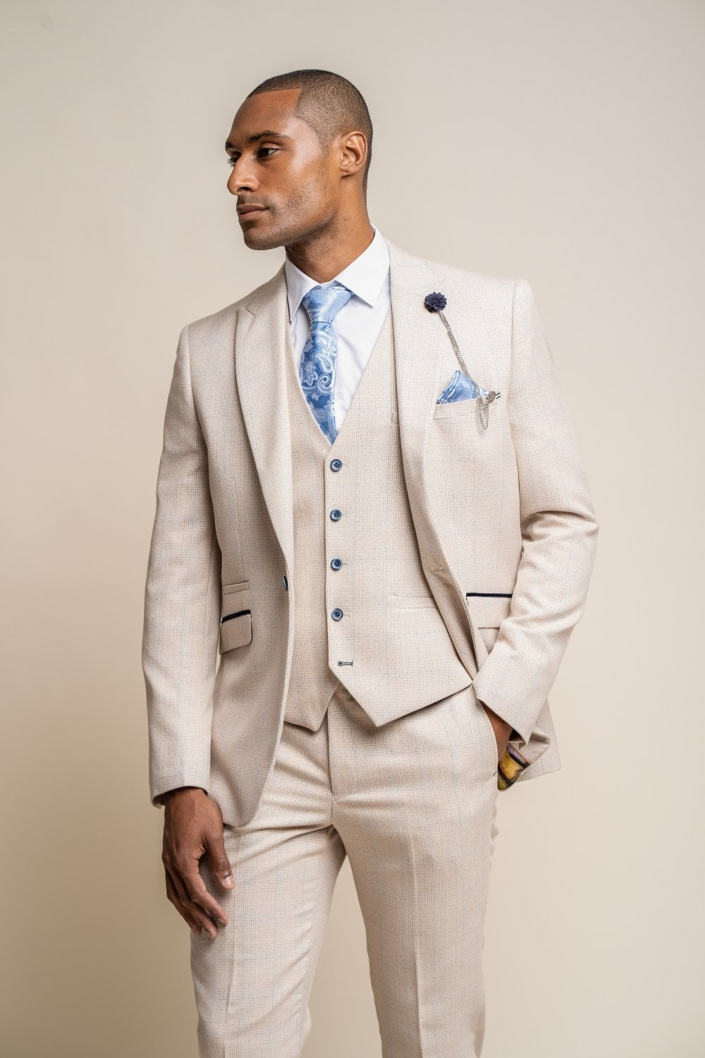 Slim fit glen check tweed blazer on man, sold separately
