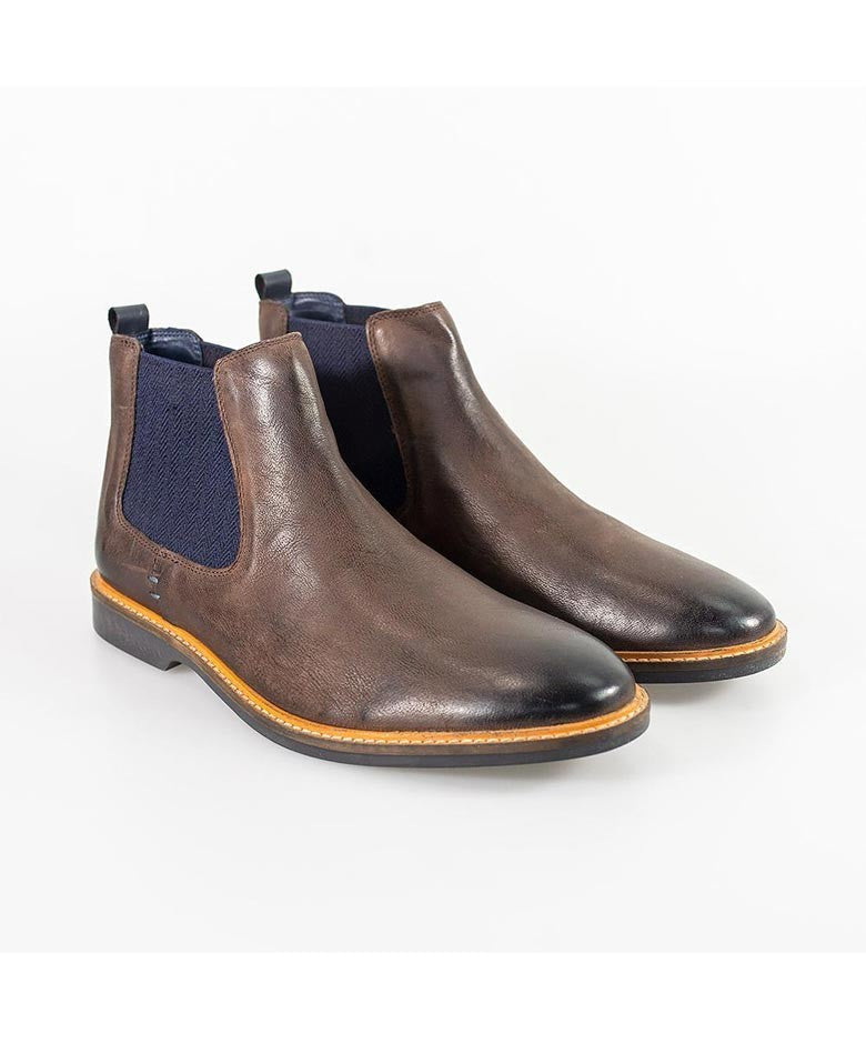 Mens Rust Brown Slip On Chelsea Boots ARIZONA