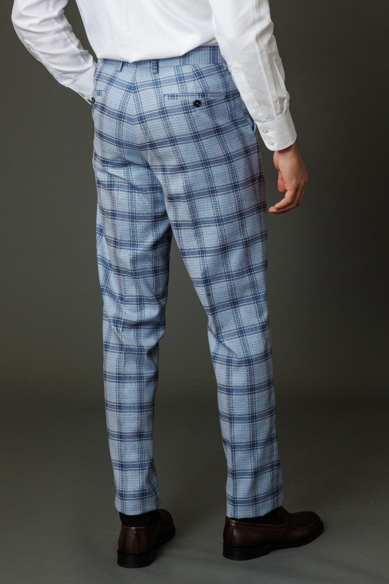 Men's Blake Powder Blue Windowpane Check Slim Fit Suit