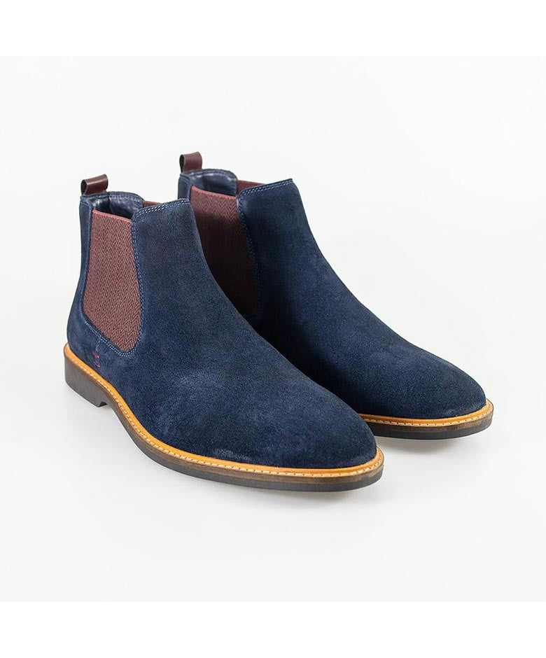 Mens Navy Blue Slip On Chelsea Boots ARIZONA