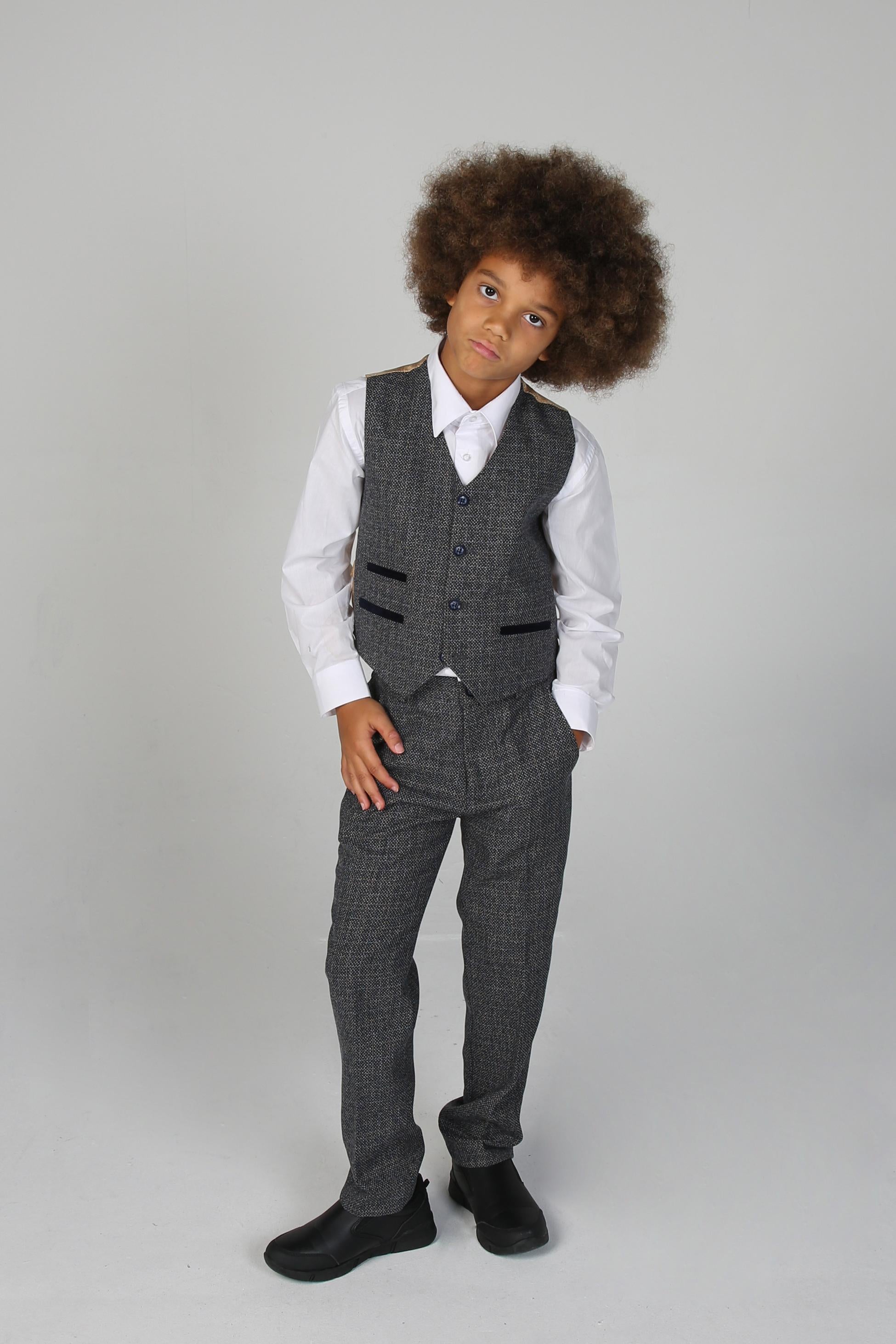Tailored Grey Suit for Boys – Navy Blue