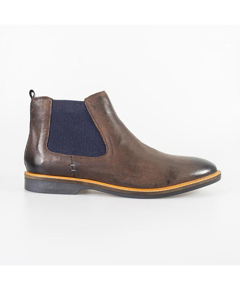 Mens Rust Brown Slip On Chelsea Boots ARIZONA