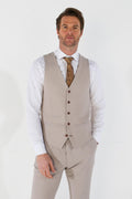 Mens stone tailored fit single breasted waistcoat Mayfair
