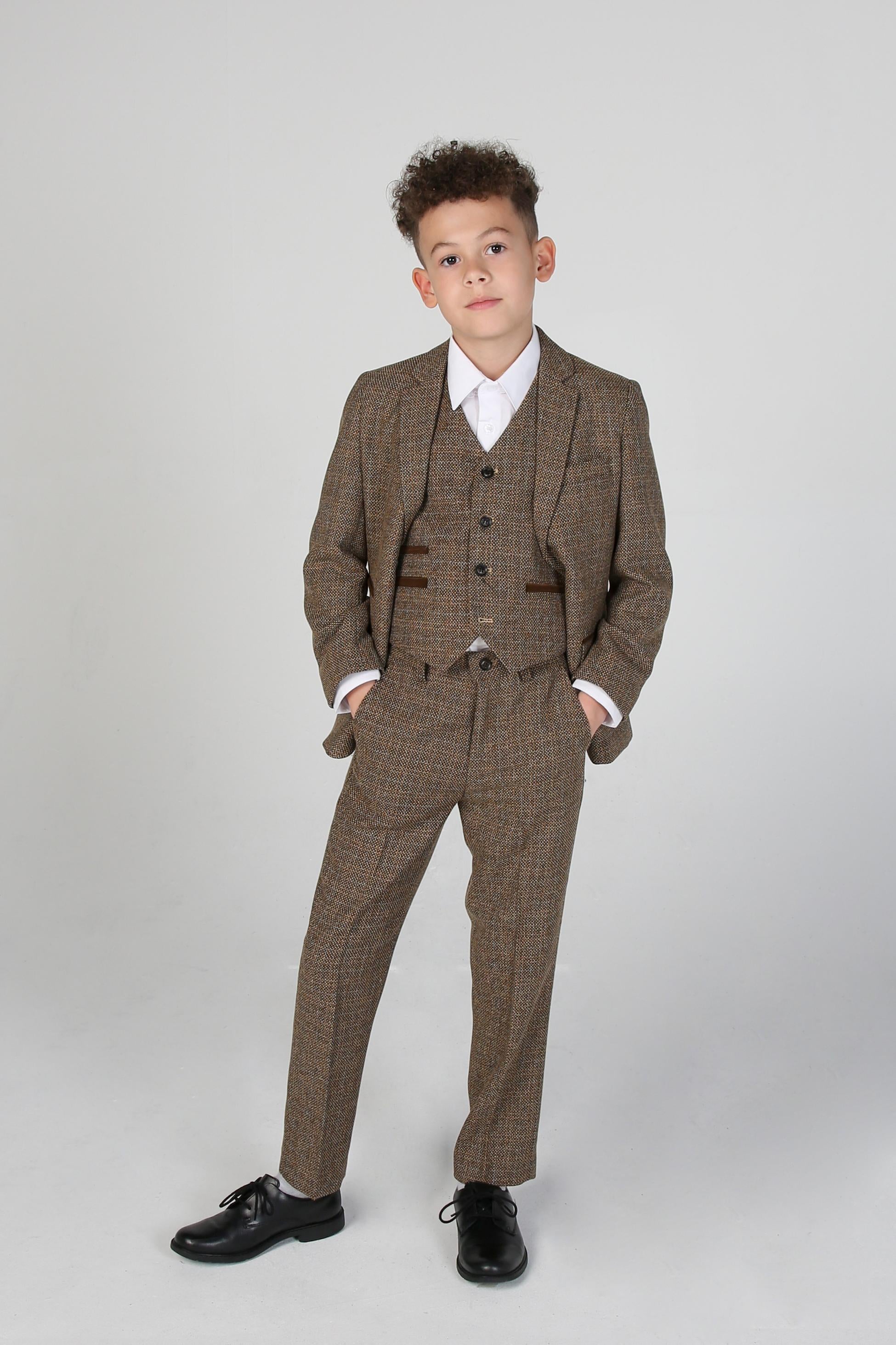 Tailored Brown Suit for Boys – Brown