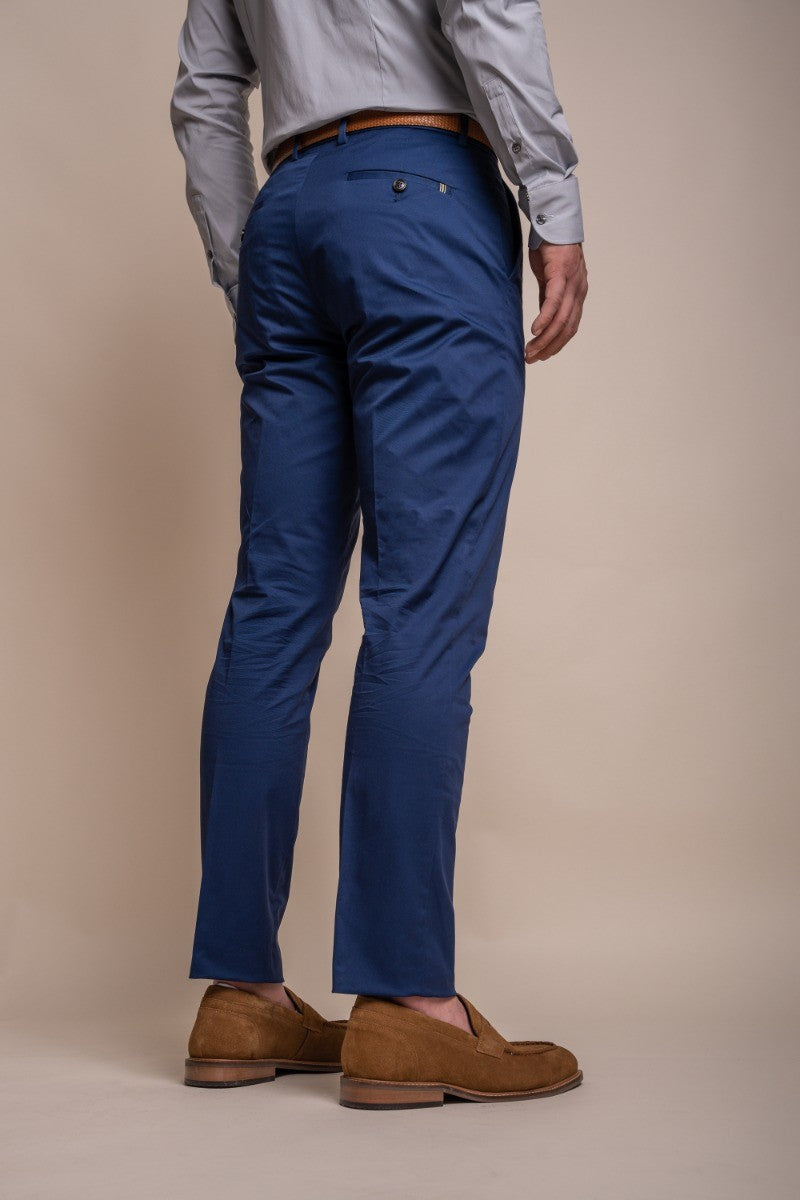 MARIO Electric Blue Men's Cotton Slim Fit Formal Suit