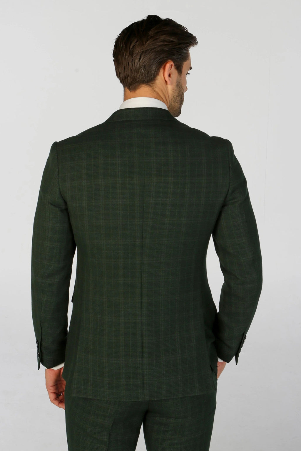 Mens Green Tailored Fit Check Suit LEO