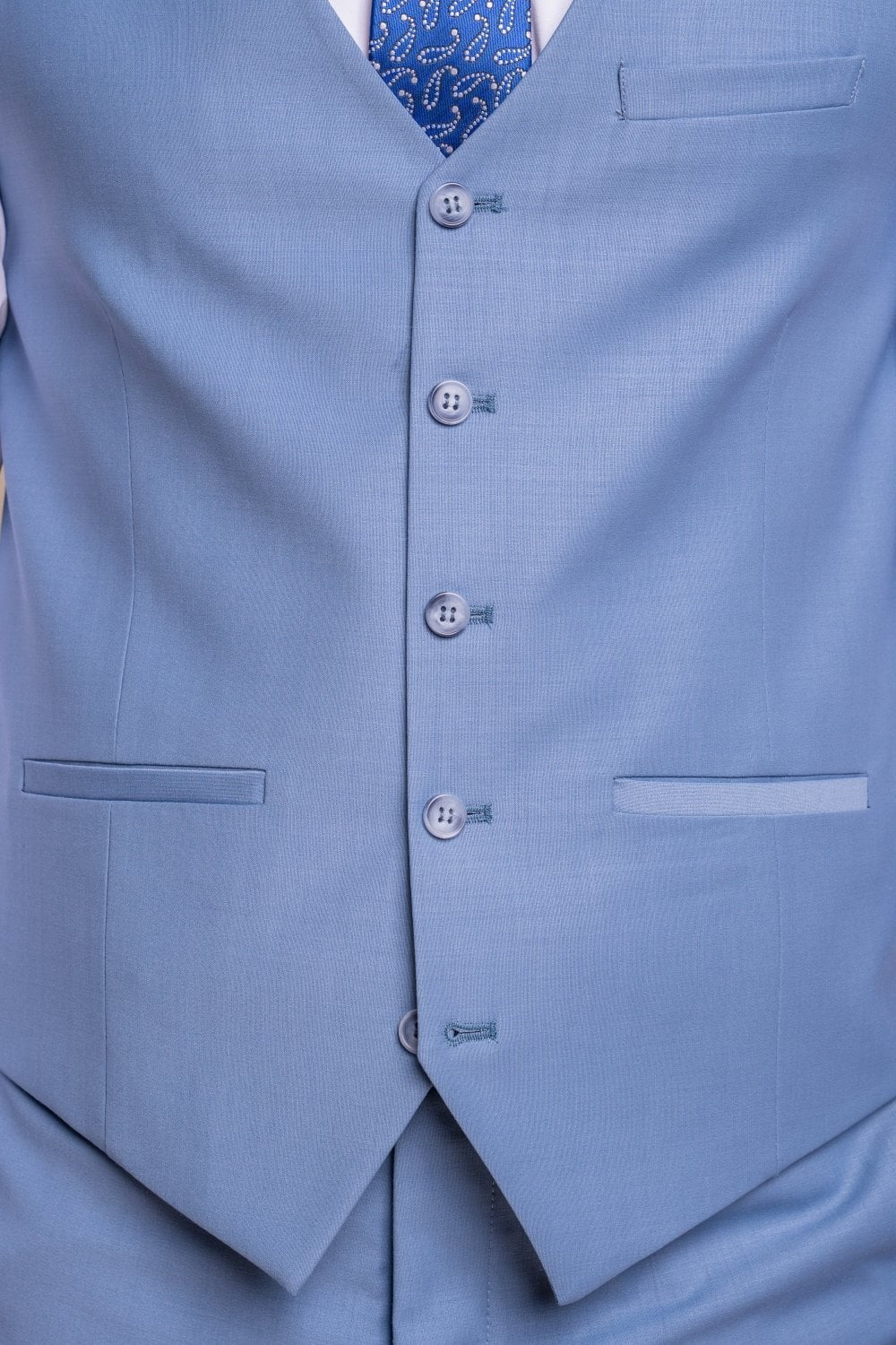 Mens Ocean Blue Wool Blend Slim Fit Waistcoat BOND