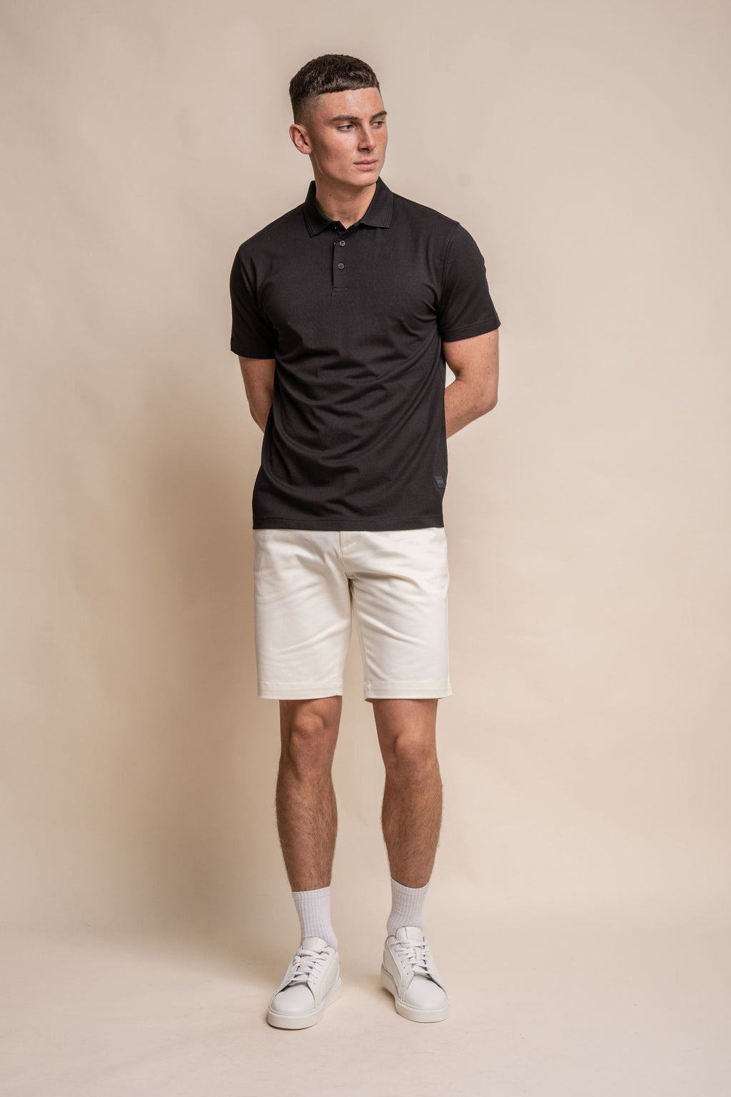 Mens Black Slim Fit Cotton Short Sleeve Polo T Shirt KELSEY
