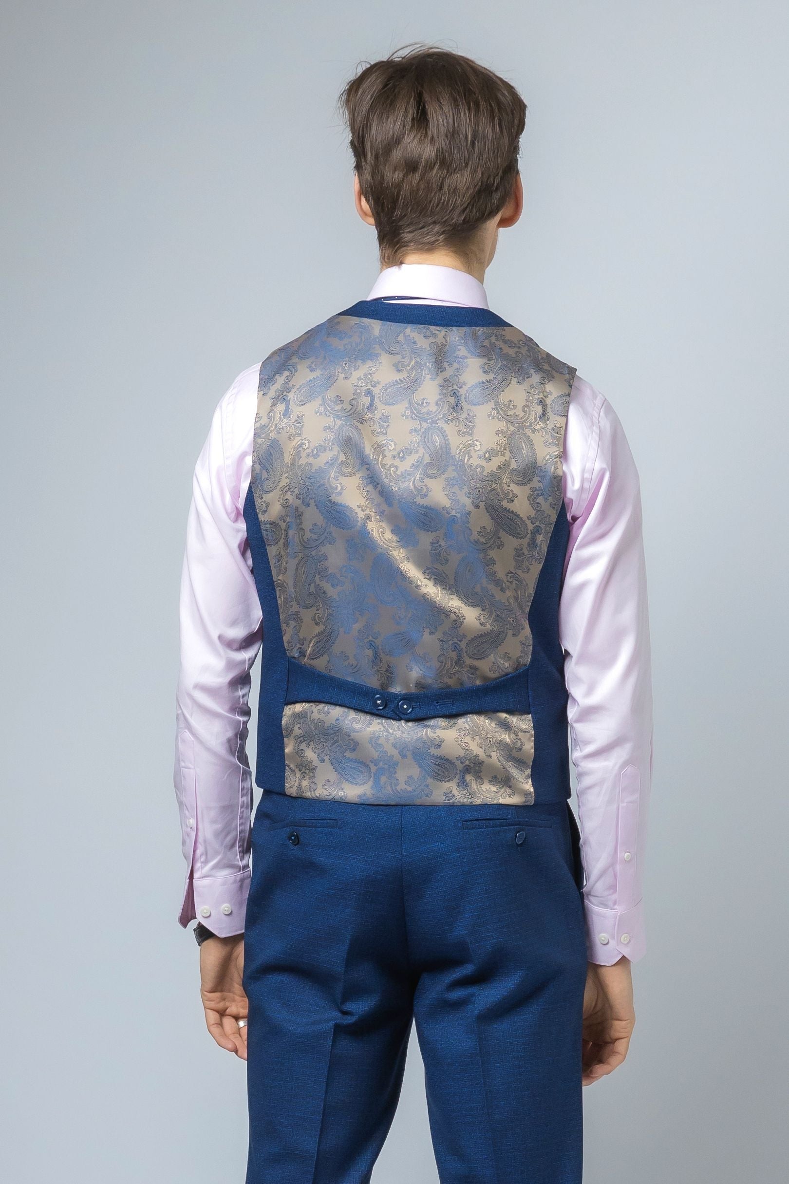 Mens Indigo Blue Slim Fit Waistcoat MATEO
